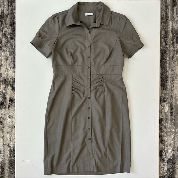Calvin Klein Charcoal Button-Up Midi Dress Size 12 - Picture 1 of 12